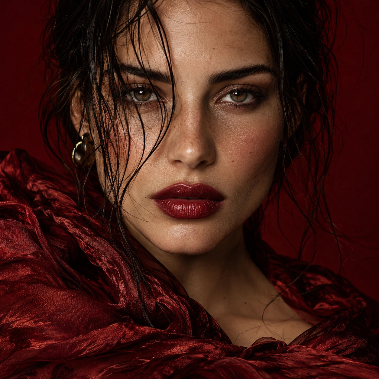 Close-up portrait showing natural skin texture
